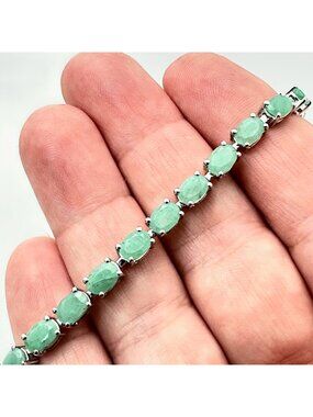 JTV Green Emerald Sterling Silver Tennis Bracelet 7 Inch New